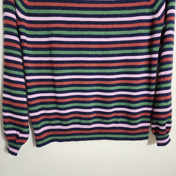 Boden striped wool blend sparkly long sleeve colorful sweater woman's size 8 - Picture 5 of 11